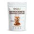 A white stand-up pouch of OMEGAFUL Getrocknete Leinsamen Cracker (dried flaxseed cracker) with apple and zimt flavor, featuring a graphic of stacked crackers with apple slices on a clean white background.
